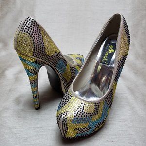 Machi "Estina" Rhinestone-encrusted Platform Pumps